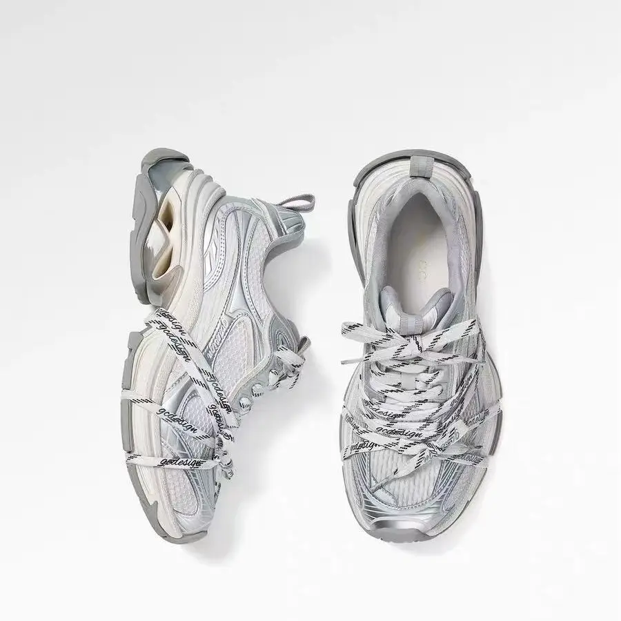 Silver Designer Dad-style Athletic Casual Shoes