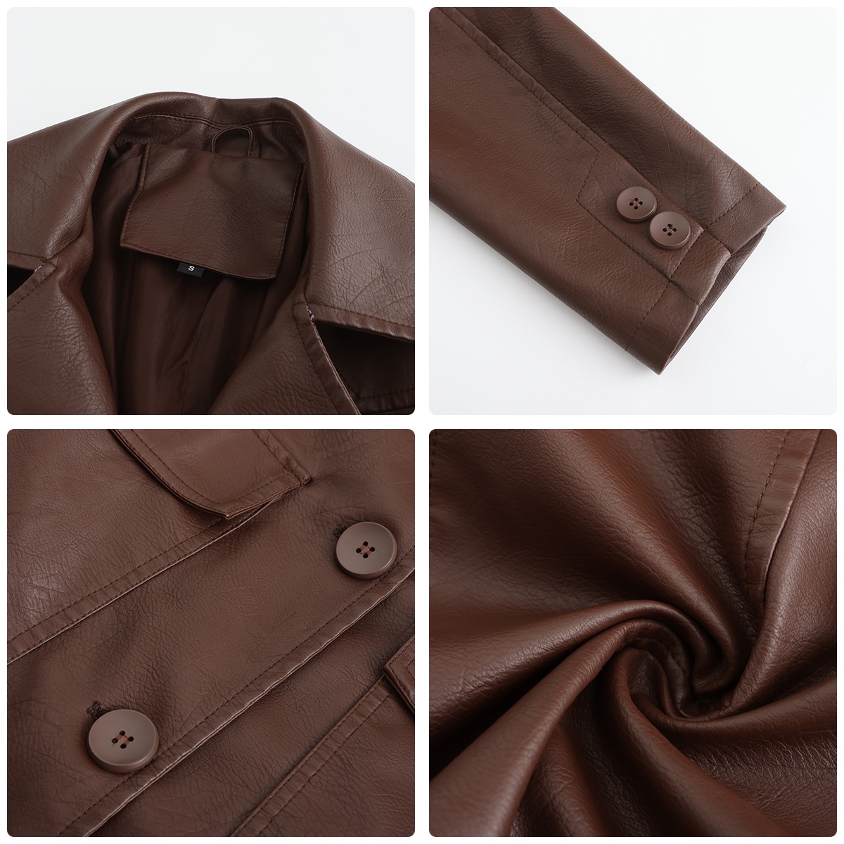 Women’s Long Leather Trench Coat – Fashion Outerwear