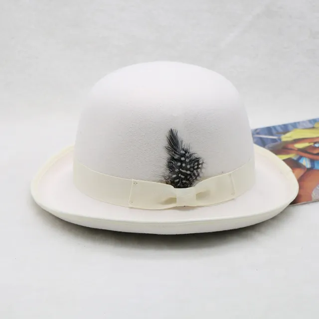 Elegant Bow Curling Woolen British Vintage Top Bucket Hat White - Shop at LoveMi