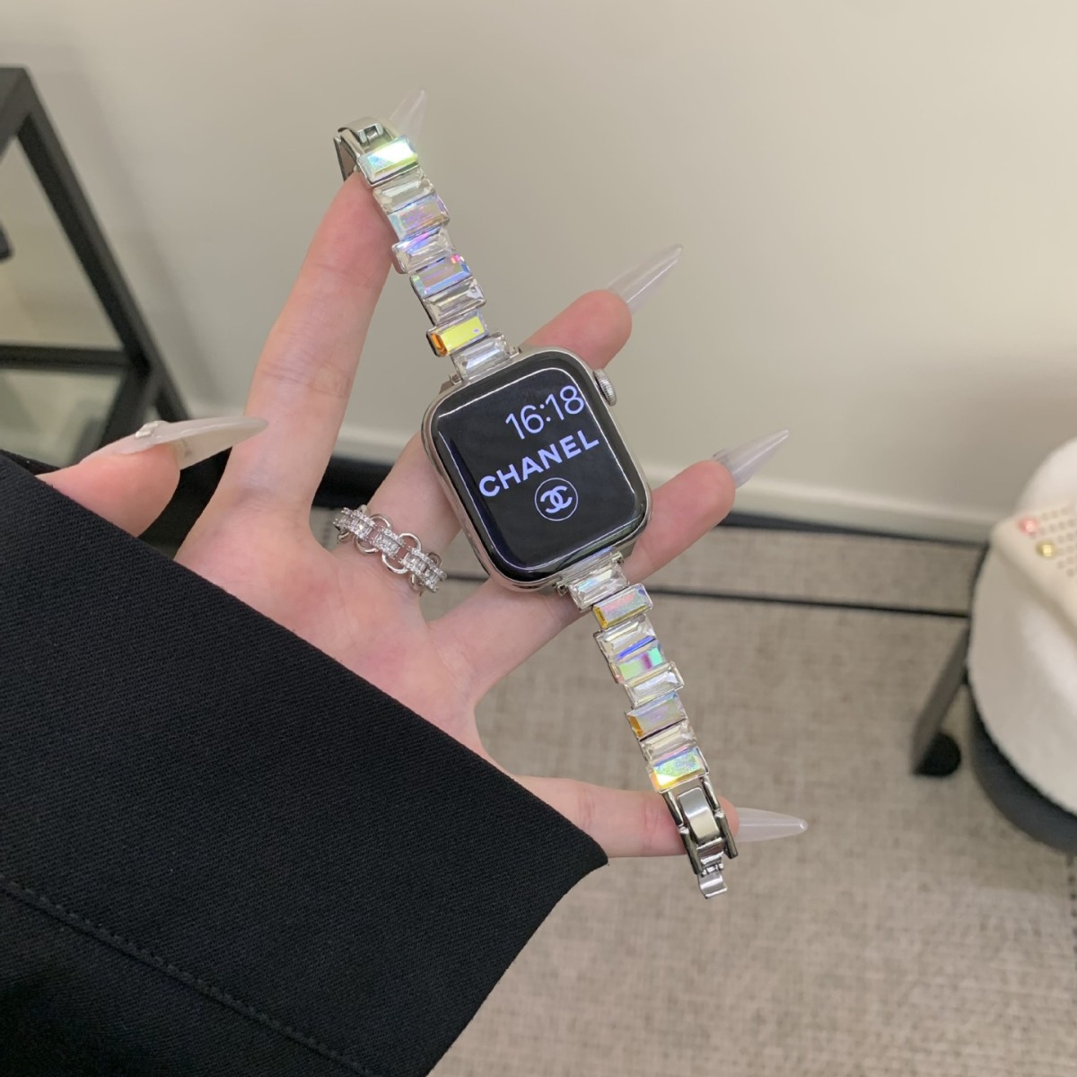 Irregular Square-cut Diamond Colored Watch Strap For Watch Bands