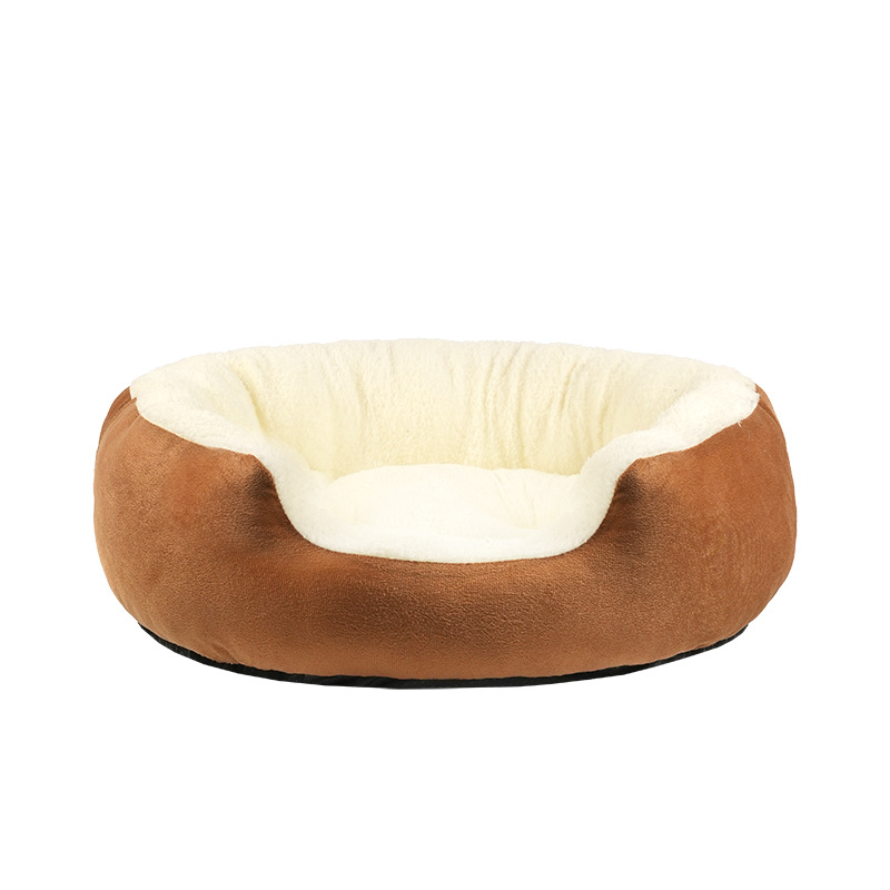 Plush Oval Pet Bed - Thickened High Wall Dog Cat Sleeping Pad Warm Winter Autumn Soft Cushion For Small Medium Pets Indoor 2
