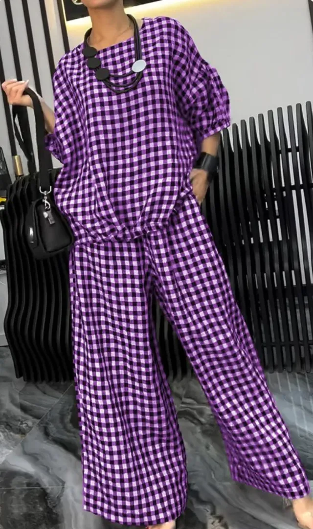 Women's Top Wide Leg Pants Suit Purple - Shop at LoveMi