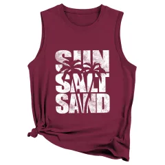 European And American Fashion Loose Sleeveless Crew Neck Casual Vest - Wine Red - View 1
