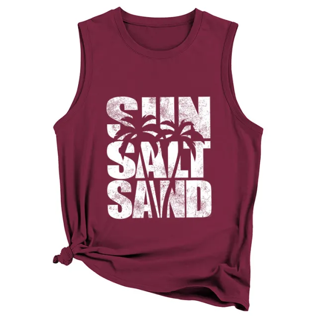 European And American Fashion Loose Sleeveless Crew Neck Casual Vest Wine Red - Shop at LoveMi