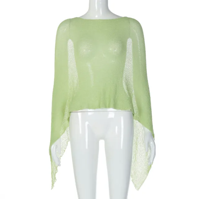 Solid color, Versatile Casual Sweater Shawl Top For Women Green - Shop at LoveMi