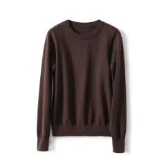 Autumn And Winter Half High Collar Loose Knitted Bottoming Shirt Sweater For Women - Brown - View 1