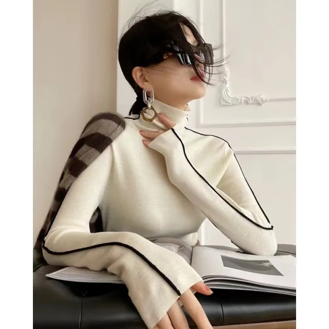 Women's FallWinter Slim Padded Top Sweater White - Shop at LoveMi