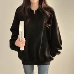 Idle Style Casual Loose Retro Sweater Coat For Women - Black - View 1