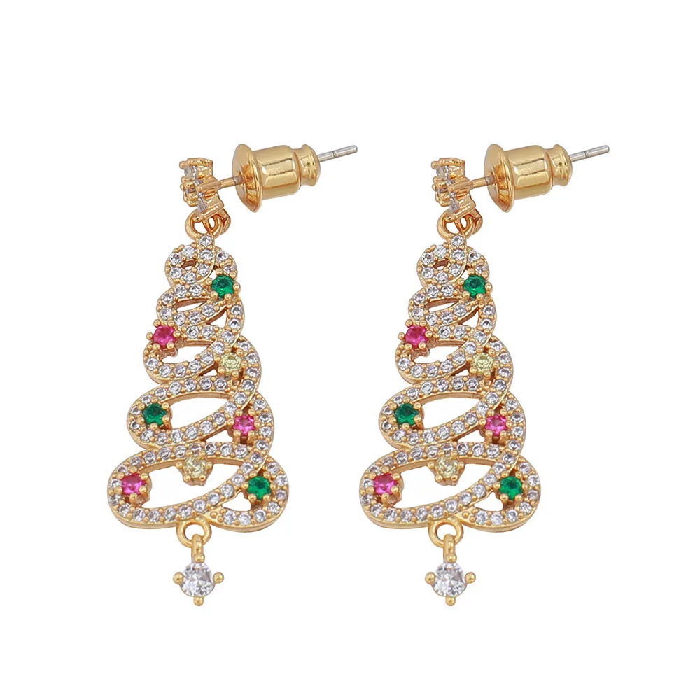 New Full Inlaid Colorful Zircon Christmas Tree Tassel Earrings Women's Fashion Personality Earrings Party Jewelry Christmas Gift – image 9