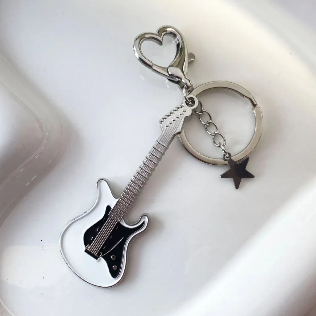Y2g Electric Guitar XINGX Pendant Bass Keychain - Guitar Keychain White