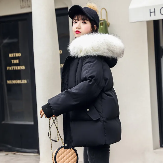 Foreign Trade Elegant Winter Korean Style Slim Fit All matching Cotton padded Clothes For Women N1827 Black - Shop at LoveMi