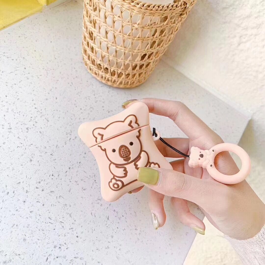 Pink Biscuit Bear Ring Chain