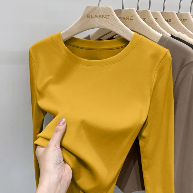 New Womens Crew neck Long sleeve T shirt Brown - Shop at LoveMi