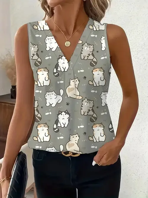 Women's Versatile Minimalist Printed Vest Wb32Rq250507Y013 - Shop at LoveMi