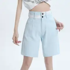 Women's All-match Casual Straight-leg Wide-leg Jeans - Blue Shorts - View 1