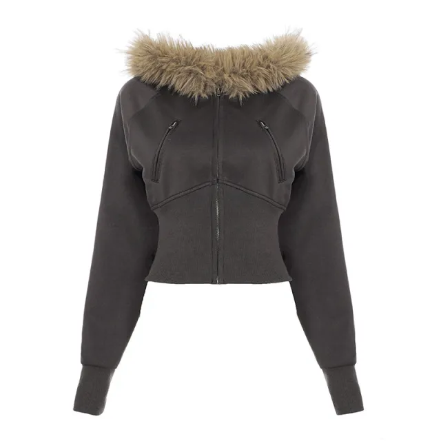 New Street Style Stitching Outer Wear Fashionable Jacket Top For Women Brown - Shop at LoveMi