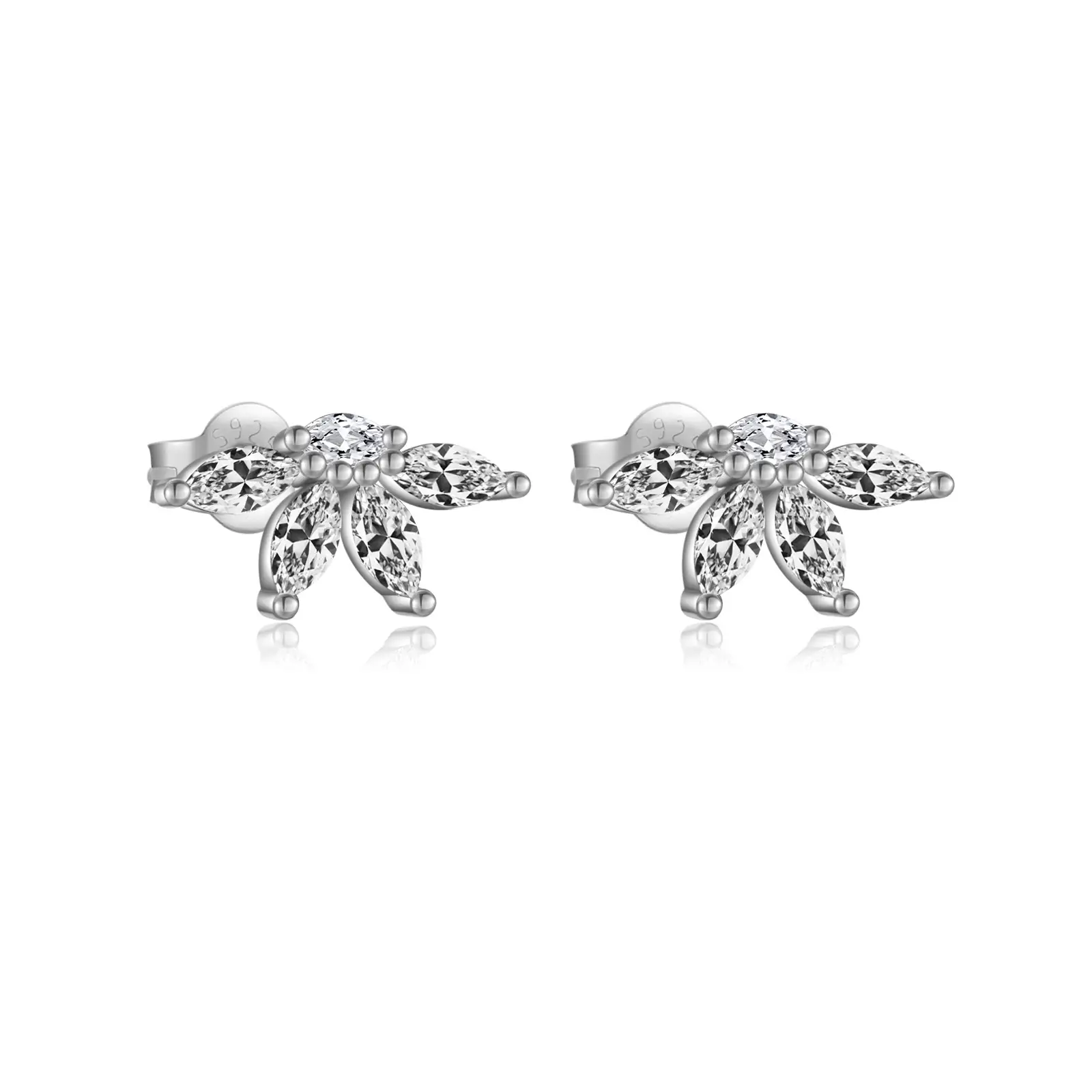 S925 Sterling Silver Petal Stud Earrings
