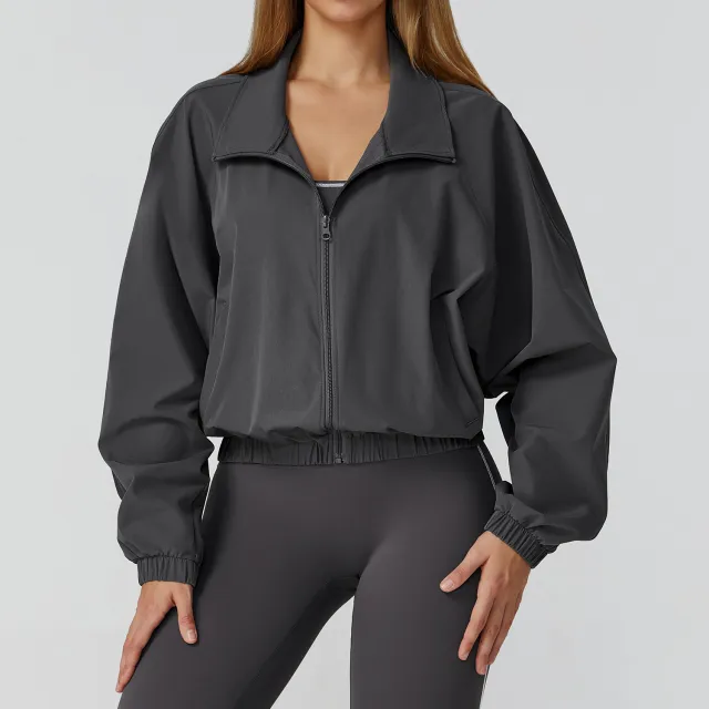 European And American Quick drying Stand Collar Sports Jacket Volcanic Ash - Shop at LoveMi