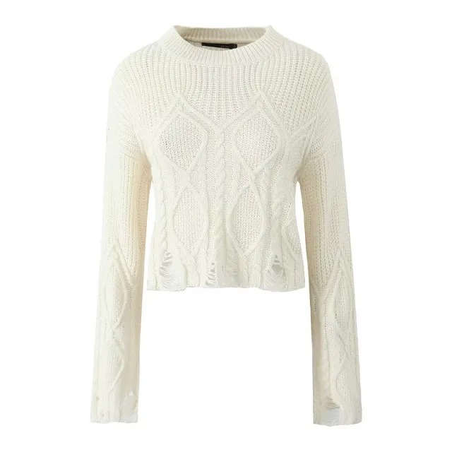 Small Round Neck Long Sleeve Sweater Hip Skirt Suit Beige Top - Shop at LoveMi