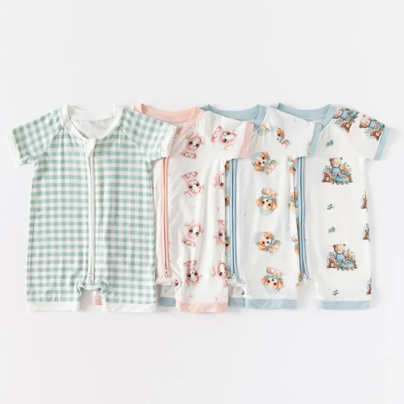 Bamboo Fiber Baby Jumpsuit Short Sleeve Thin Romper