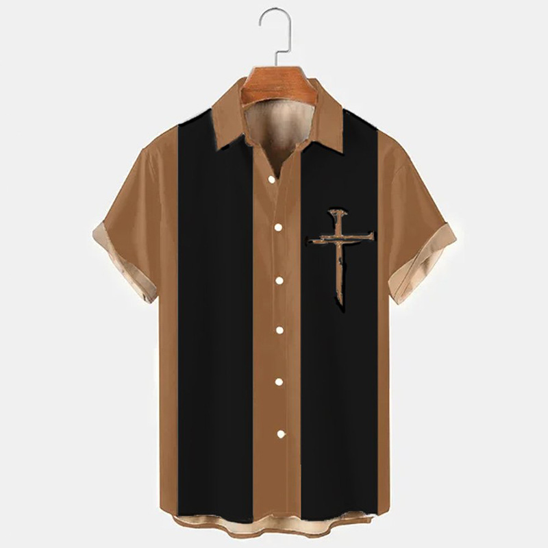 Men's Creative Color Matching 3D Digital Printing Casual Shirt