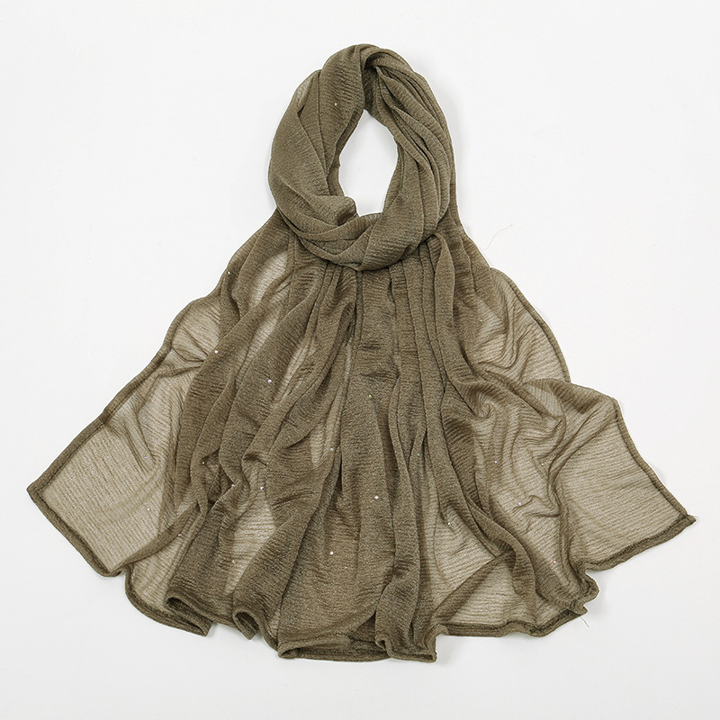 Hemp Wrinkle Starry Hot Rhinestone Headscarf Female Pleated