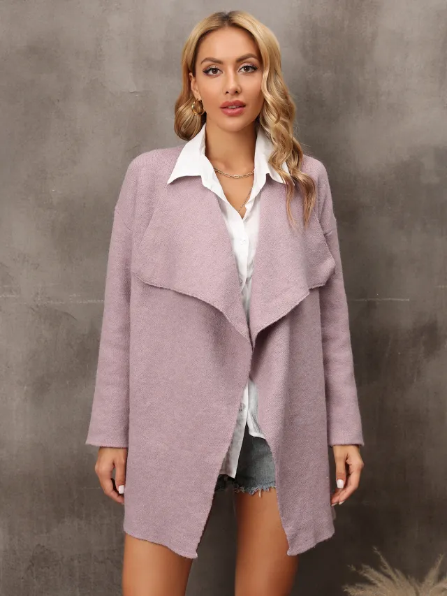 Plus Size Women's Long Fashion Coat Purple - Shop at LoveMi