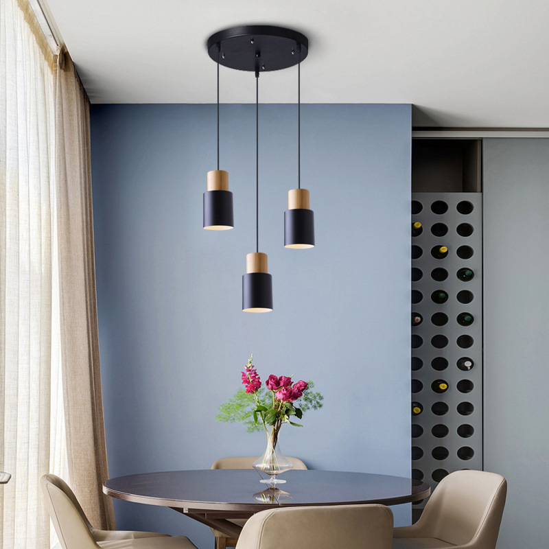 Simple Straight Creative Macaron Wood Chandelier - Image 7