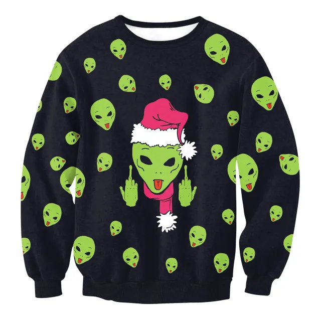 Women's Santa Claus Elk Long Sleeve Round Neck Loose Sweatshirt Swys014 L - Shop at LoveMi
