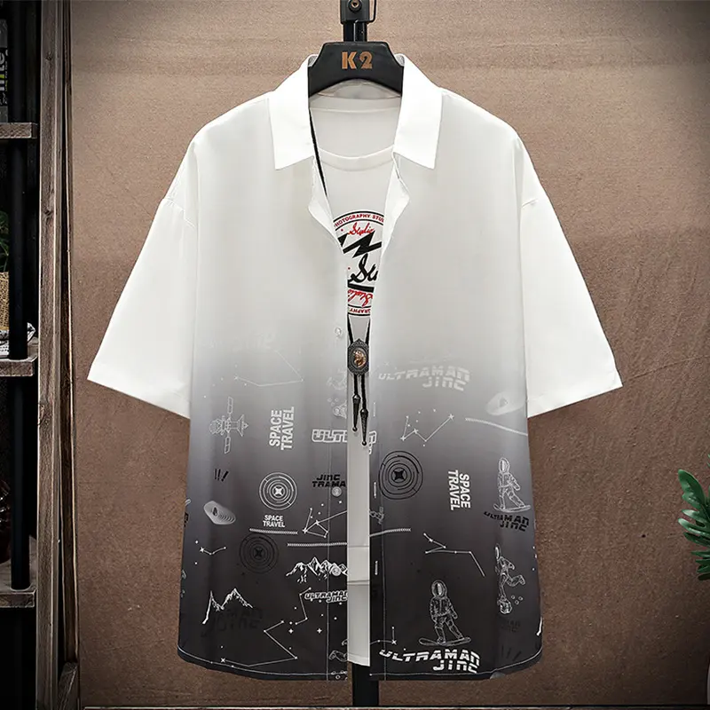 Summer Thin Ice Silk Shirt Loose Collar T-shirt Fattening