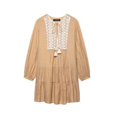 Chest Embroidery Decoration Mini Dress - View 1