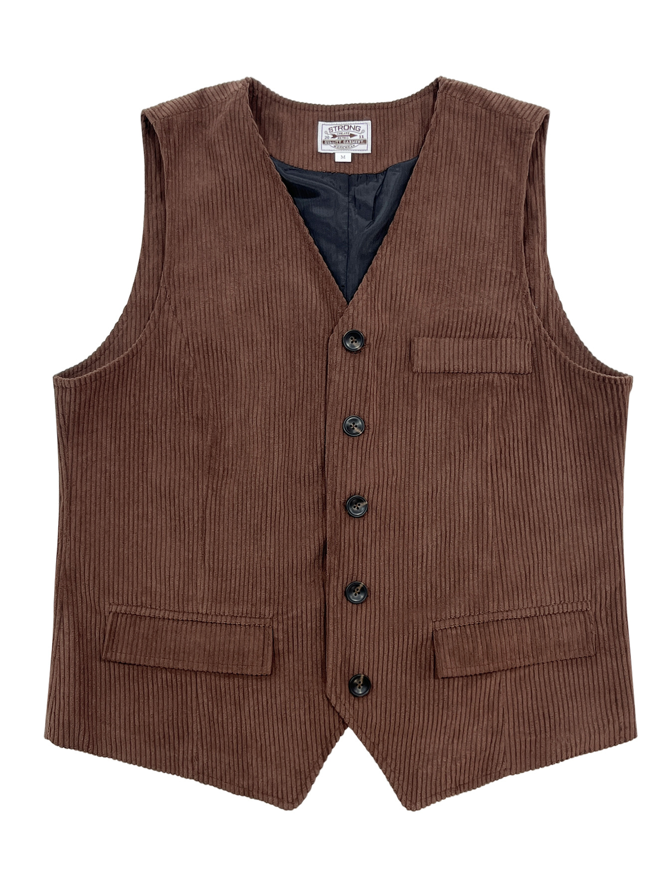 Mens Corduroy Vest With Patchwork Pockets And Outer Jacket