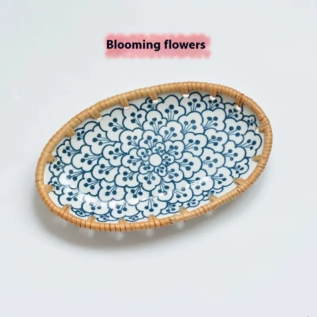 Vietnam Rattan Japanese Creative Ceramic Fruit Plate Flowers Like Brocade - Shop at LoveMi