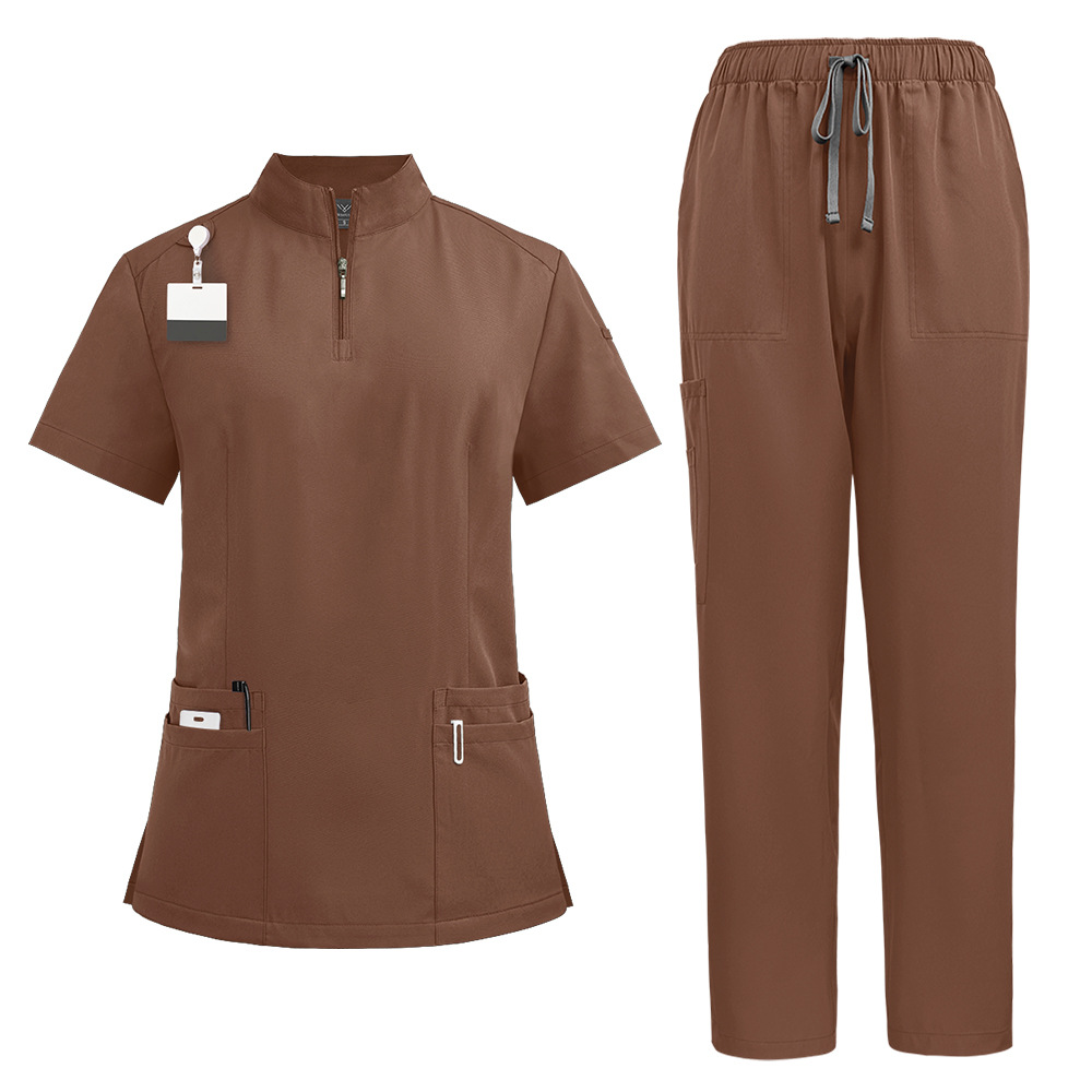 Stand Collar Zipper Doctor Nurse Work Uniforms Suit - Image 11