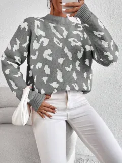 Spring And Autumn Temperament Leopard Print Jacquard Top - Leopard - View 1