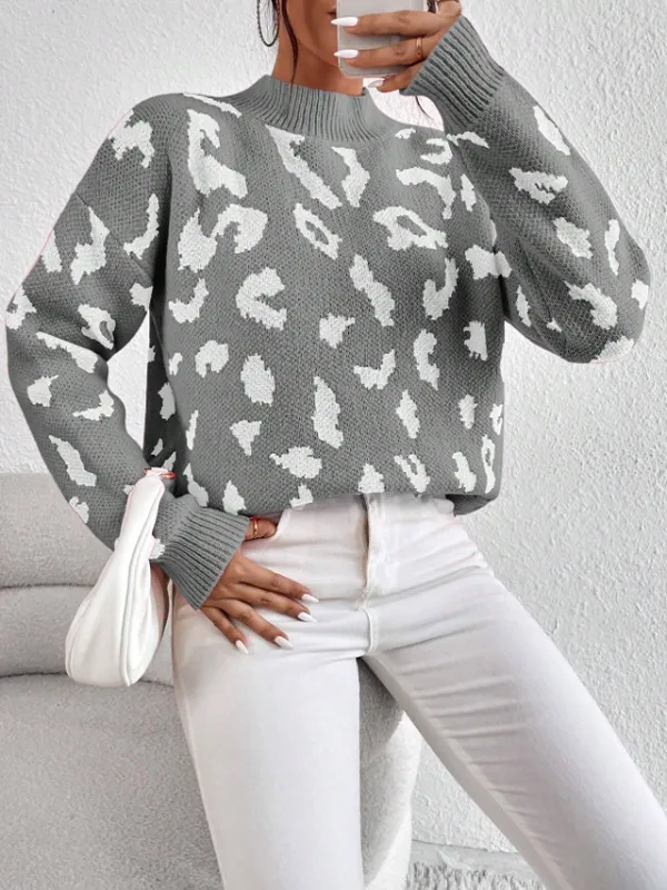 Spring And Autumn Temperament Leopard Print Jacquard Top - Leopard