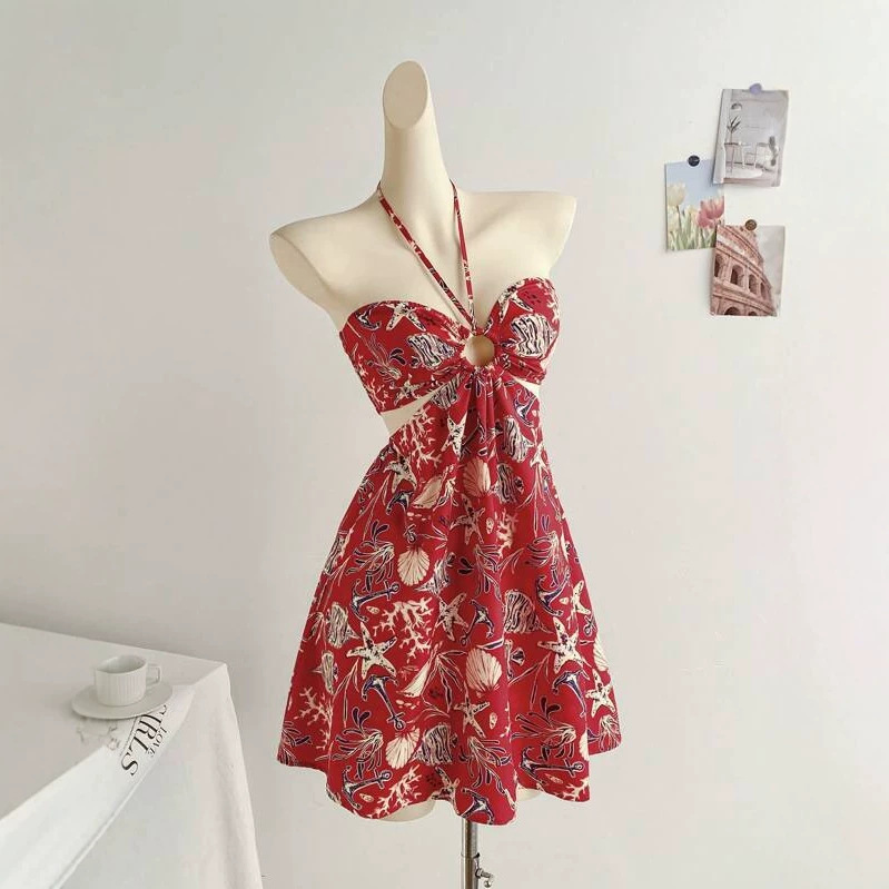 Bohemian Seaside Vacation Halter-neck Tube Dress