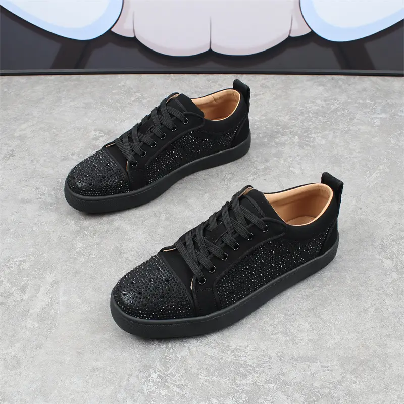 Men's Rhinestone Red Bottom Low-top Comfortable Breathable