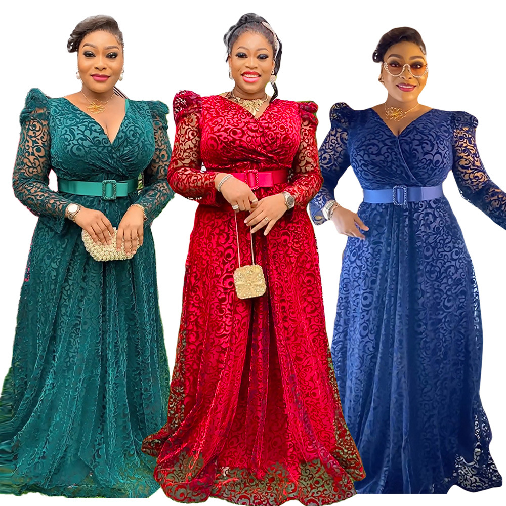 V-neck Long Sleeve Mesh Dress Women - Image 1