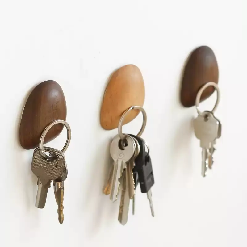 Wall-mounted Organizer Rustic Wooden Hanger With Magnetic Attachment Walnut Wood Key Storage