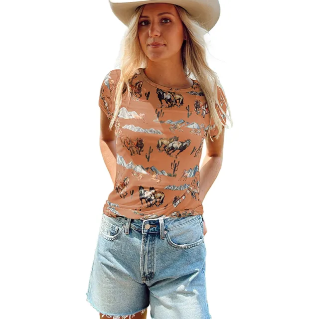 Summer Niche Animal Print Short Sleeve Lc25227471P1016 - Shop at LoveMi