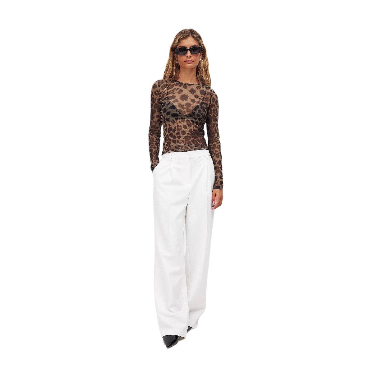 Women's Fashion Mesh Printed Tights T-shirt Top