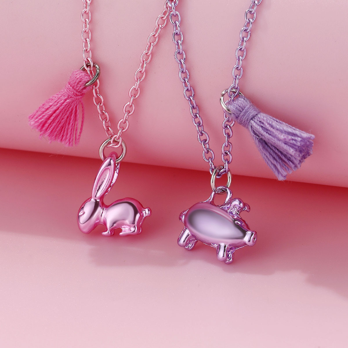 Rabbit Necklace Cartoon Stereo Alloy Electrophoresis