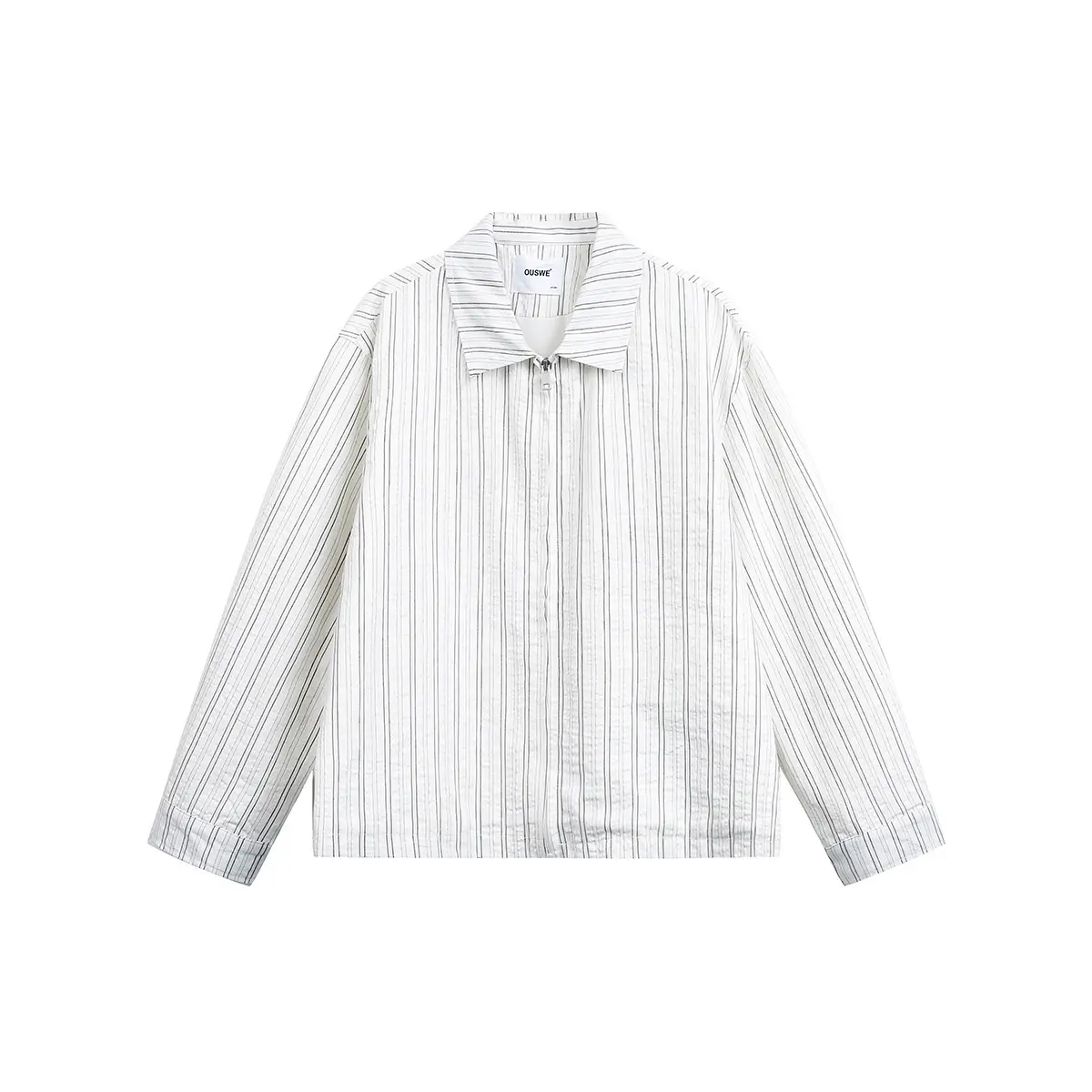 Retro-striped Streetwear Top Loose-fit Lapel Workwear Jacket