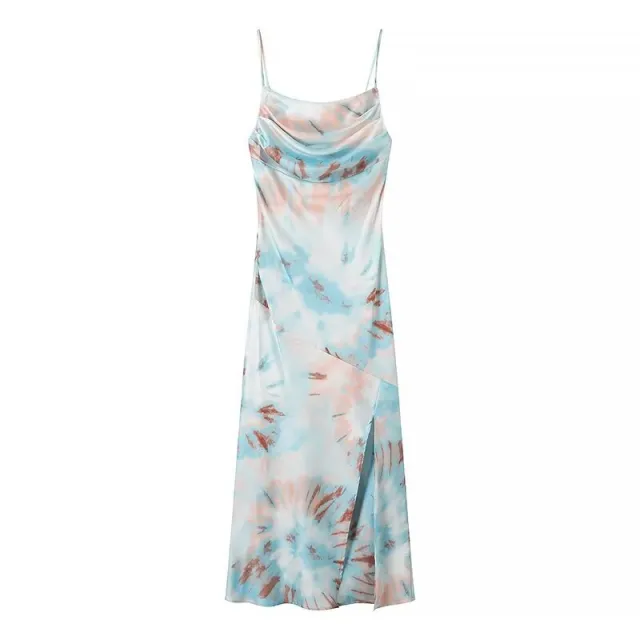 Women's Elegant And Light Mature Pleated Print Camisole Dress Floral - Shop at LoveMi