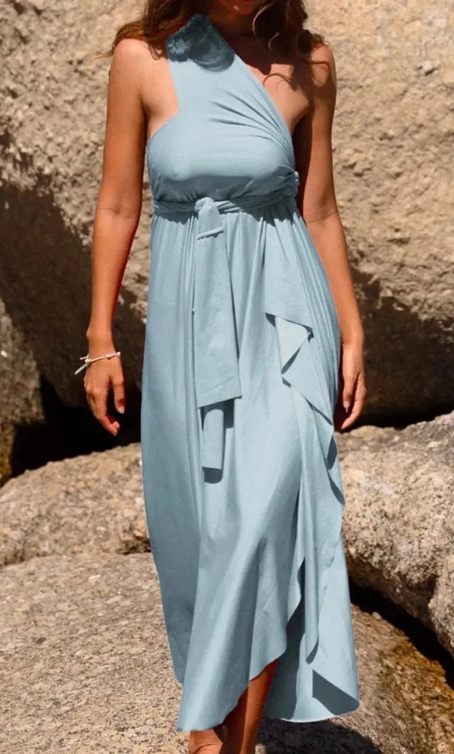 Tube Top Halter Sexy Backless Sun Protection Changeable Wear Match Dress Light Blue - Shop at LoveMi