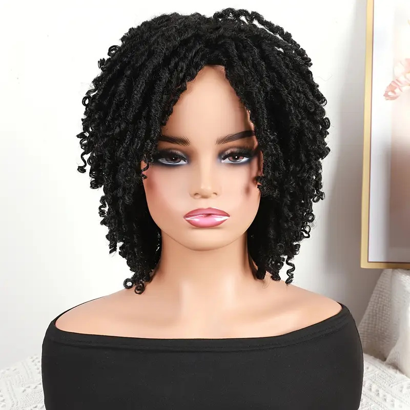 African Small-curl Wig With Braided Hair