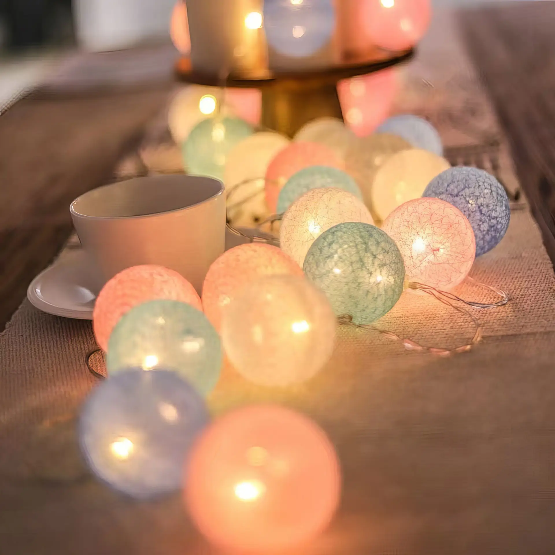 LED Cotton Ball String Lights