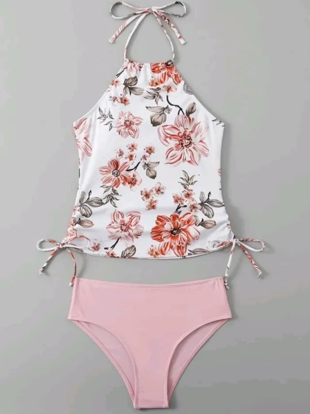 European And American Bikini Swimsuit Lady Sexy Printed Two piece High Waist Swimsuit Picture Color L - Shop at LoveMi