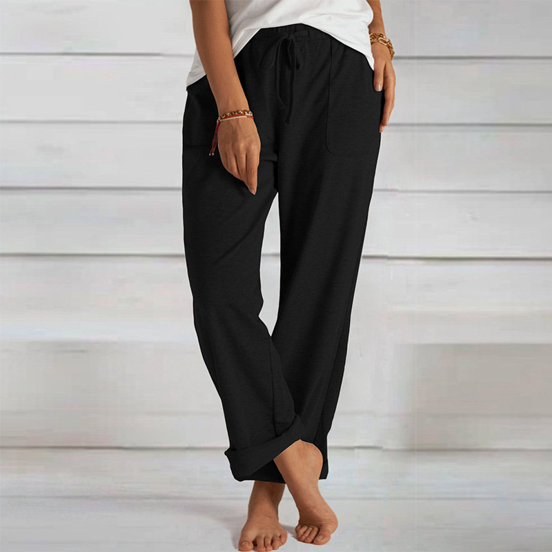Casual Solid Color Wide Leg Knitted Trousers